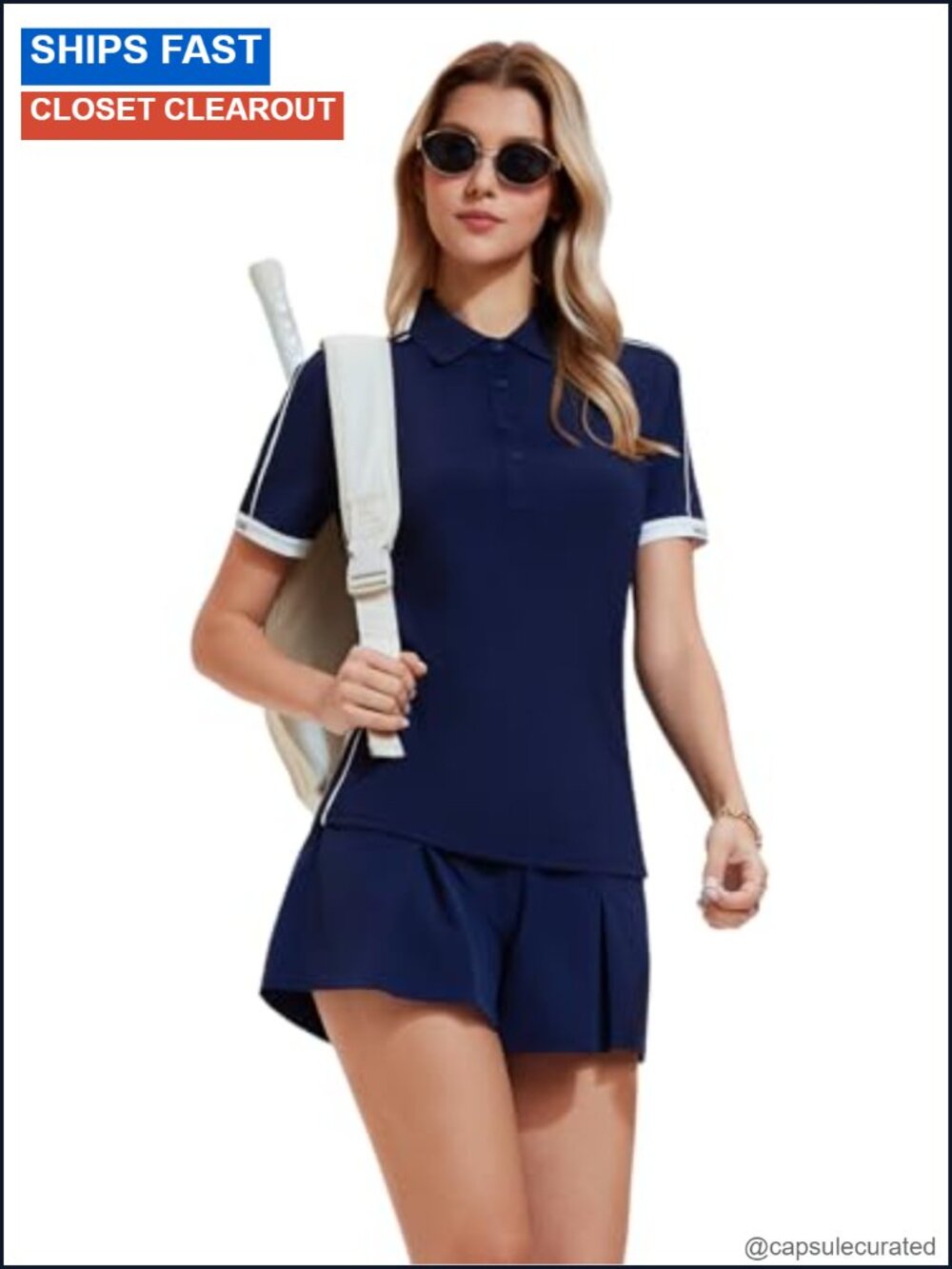 Women's 2 Piece Golf Outfit Polo Shirt & Pleated Skort Athletic Set